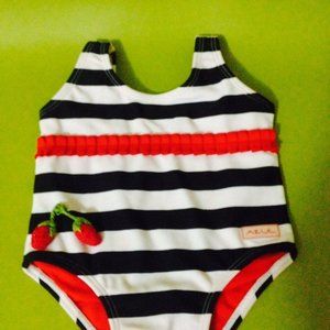 ADORABLE AZUL BABY GIRL STRIPED SWIMSUIT, 18M